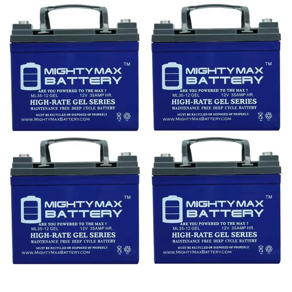 12V 35AH GEL Battery for Ranger Solo, Solo IV, Solo Ltd - 4PK, Mighty Max Battery, Mfr#: MAX3535117